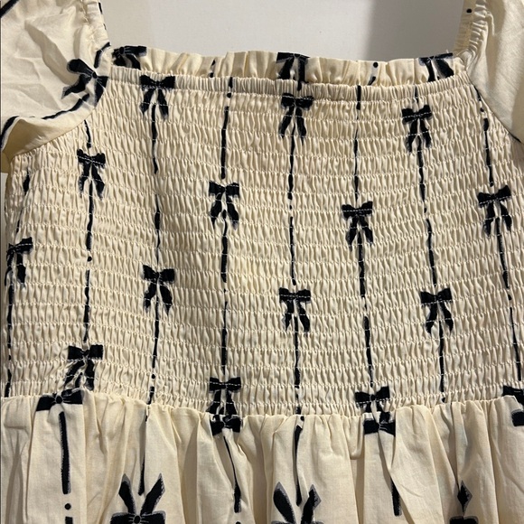 So Me Cream Mini Dress with Black Bow Print - Picture 4 of 9